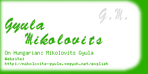 gyula mikolovits business card